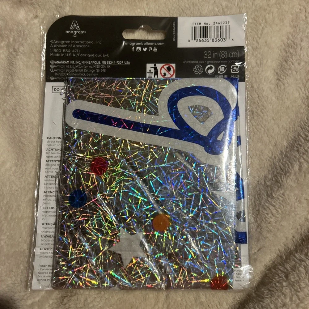 Happy Birthday Anagram Jumbo Ballon Holographic New